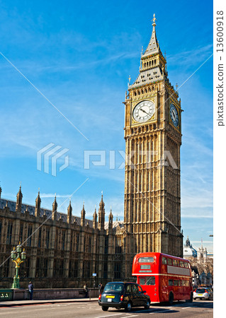 The Big Ben, the House of Parliament and the Westminster Bridge 13600918