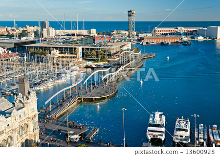 Night shot of the Rambla de Mar, barcelona, Spain. 13600928