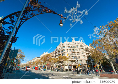 BARCELONA, SPAIN - DECEMBER 18: Casa Mila, or La Pedrera, on Dec 13600929