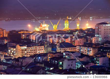 View of Yangon, Myanmar. 13600966