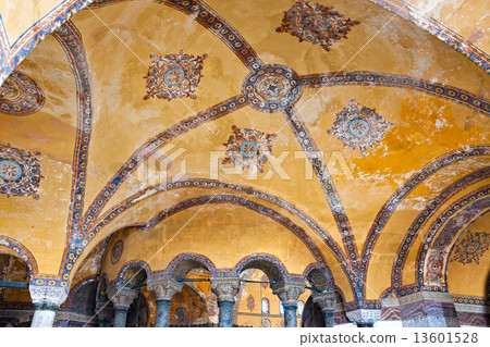 The beautiful decorated cupola of Hagia Sophia mosque, Istanbul, 13601528