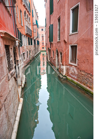 View of typical canal and beautiful house in Venice. View of typical canal and beautiful house in Venice. 13601827
