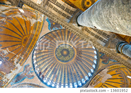 The beautiful decorated cupola of Hagia Sophia mosque, Istanbul, The beautiful decorated cupola of Hagia Sophia mosque, Istanbul, 13601952