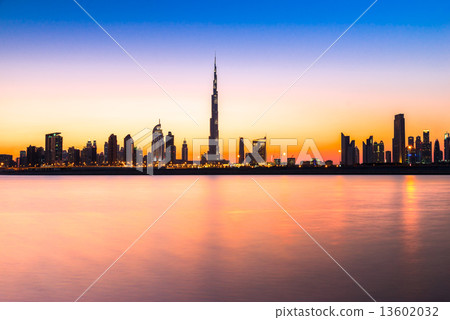 Dubai skyline at dusk Dubai skyline at dusk 13602032