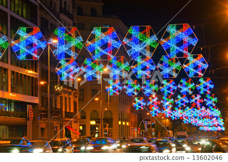 urban busy christmas time in downtown Barcelona, Spain 13602046