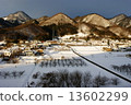 Snowy landscape on the water 13602299