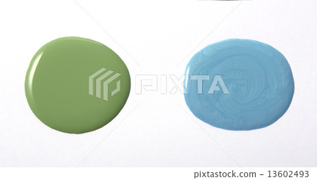 Green and blue round shape nail varnish 13602493