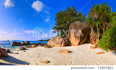 Panorama of beach Anse Lazio, Seychelles Panorama of beach Anse Lazio, Seychelles 13603962