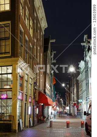 Night city view of Amsterdam street 13603999