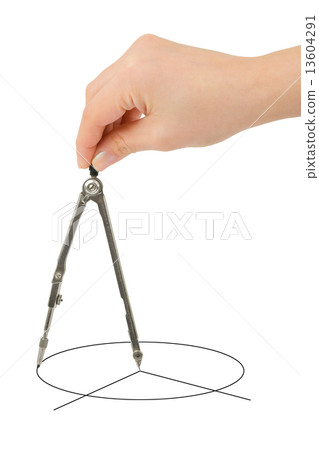 Hand with compass 13604291