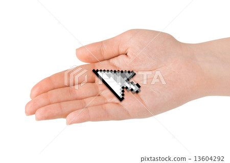 Computer cursor in hand 13604292