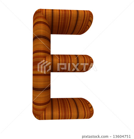 Wooden Alphabet. Letter "E" on a white Wooden Alphabet. Letter "E" on a white 13604751