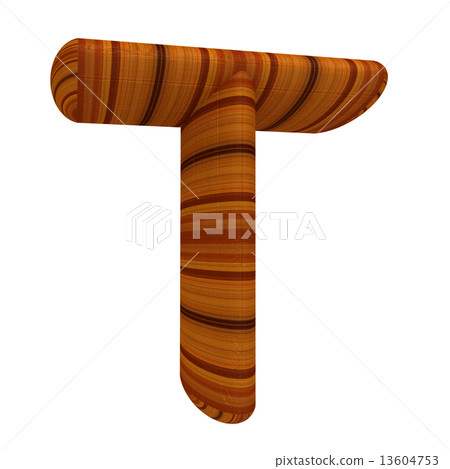Wooden Alphabet. Letter "T" on a white Wooden Alphabet. Letter "T" on a white 13604753