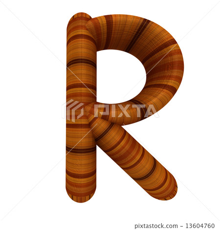 Wooden Alphabet. Letter "R" on a white 13604760