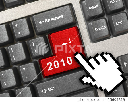 Computer keyboard with 2010 key and cursor Computer keyboard with 2010 key and cursor 13604819
