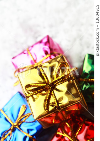 The small gift box group on snow for decoration christmas 13604915