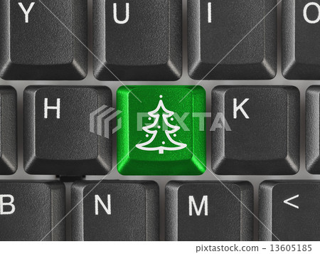 Computer keyboard with Christmas tree key 13605185