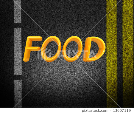 Asphalt abstract background with 3d text "Food" 13607119