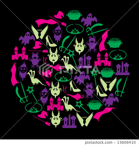 color simple fairy tales theme icons in circle eps10 13608410