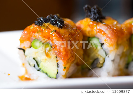 Sushi roll with salmon Sushi roll with salmon 13609877