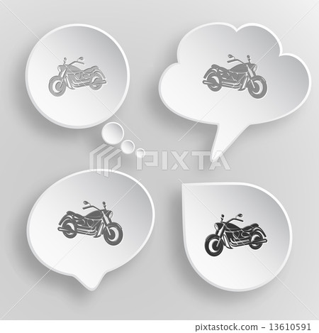 Motorcycle. White flat vector buttons on gray background. Motorcycle. White flat vector buttons on gray background. 13610591