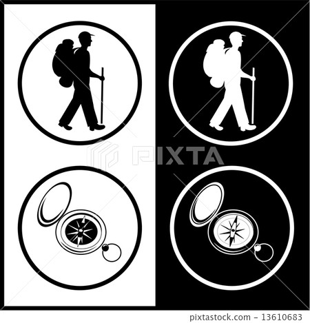Vector traveller and compass icons Vector traveller and compass icons 13610683