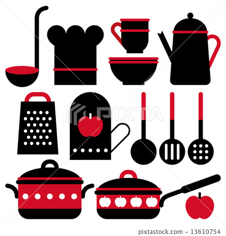 Kitchen utensil set isolated on white background 13610754