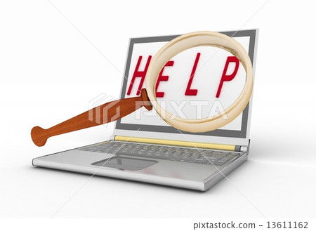 Laptop and magnifying glass 13611162
