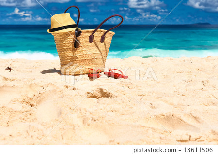 Beautiful beach with bag at Seychelles Beautiful beach with bag at Seychelles 13611506