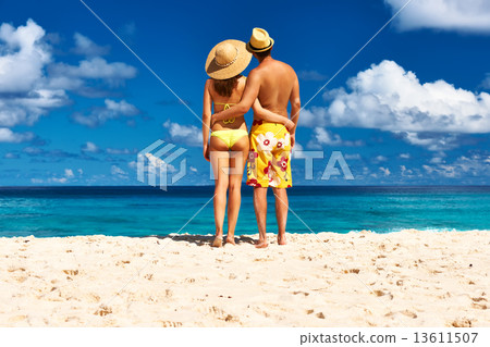 Couple on a beach at Seychelles Couple on a beach at Seychelles 13611507