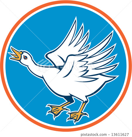 Angry Swan Attacking Circle Retro 13611627