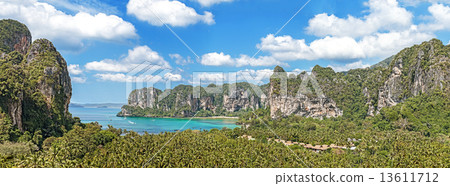 Panoramic view of Railay beach in Krabi, Thailand. Panoramic view of Railay beach in Krabi, Thailand. 13611712