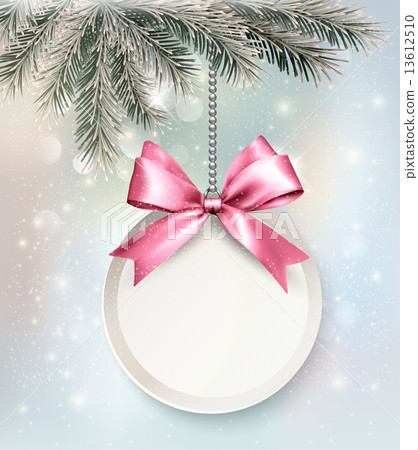 Holiday background with a label and a bow. Vector. 13612510
