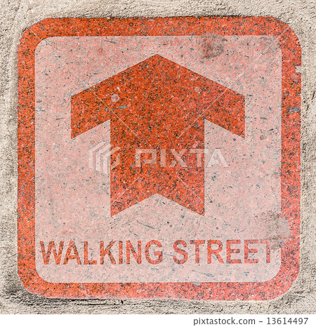 Walking street sign on Pedestrian walkway 13614497