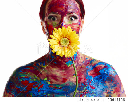 Painted woman and flower 13615138