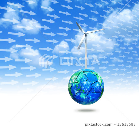 Windmill built on earth 13615595