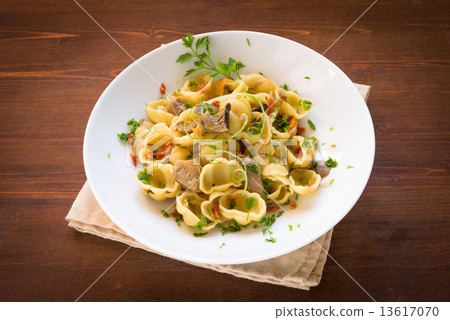 Gnocchi with mushrooms and dried tomato, italian cuisine Gnocchi with mushrooms and dried tomato, italian cuisine 13617070