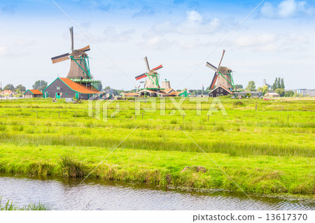 Landscape in The Netherlands with windmills 13617370