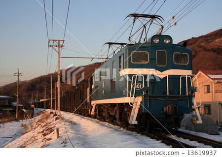 Lime transport freight train running Chichibu Railroad Lime transport freight train running Chichibu Railroad 13619937