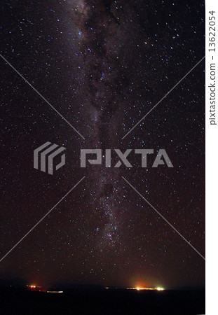 Southern Hemisphere, South America Chilean Atacama Descending in the Desert Milky Way in the Galaxy Center direction and the light of the settlement 13622054