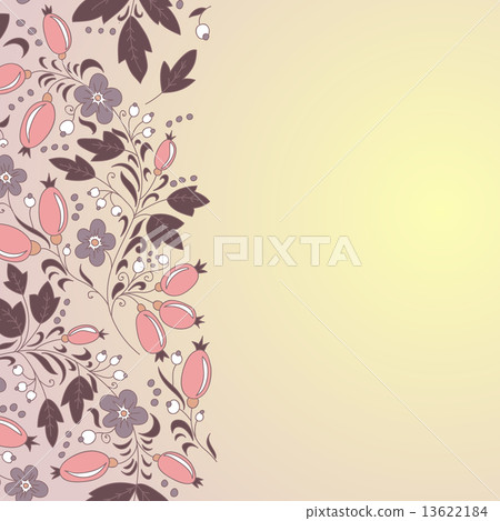 barberry border, hand-drawn berry pattern. 13622184