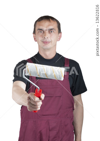 House painter with paint roller House painter with paint roller 13622816