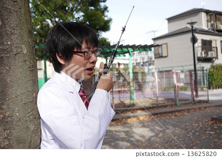 Researchers communicating by radio 13625820