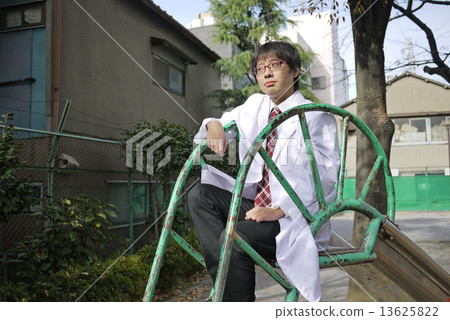 Researchers sitting on a slide 13625822