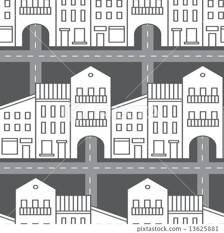 Seamless pattern with houses and streets. 13625881