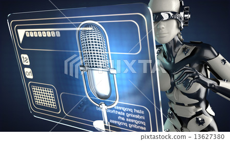 cyborg woman and hologram display cyborg woman and hologram display 13627380