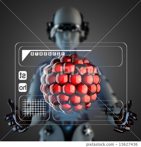 cyborg woman and hologram display cyborg woman and hologram display 13627436