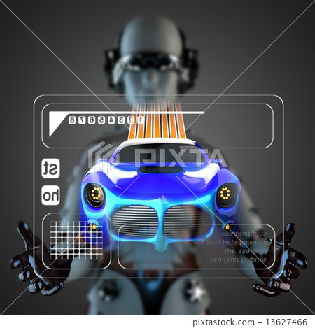 cyborg woman and hologram display cyborg woman and hologram display 13627466