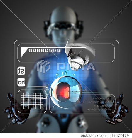 cyborg woman and hologram display cyborg woman and hologram display 13627479