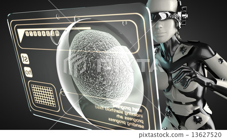 robot woman manipulating hologram display robot woman manipulating hologram display 13627520